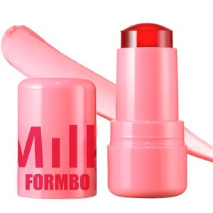 Milk Jelly Blush, Make Milk up Jelly Tint Blush, Milk Cooling Water Jelly Tint 0.18 Oz, Water Jelly Tint Stick Sheer Lip & Cheek Stain Finish(Chill Red)