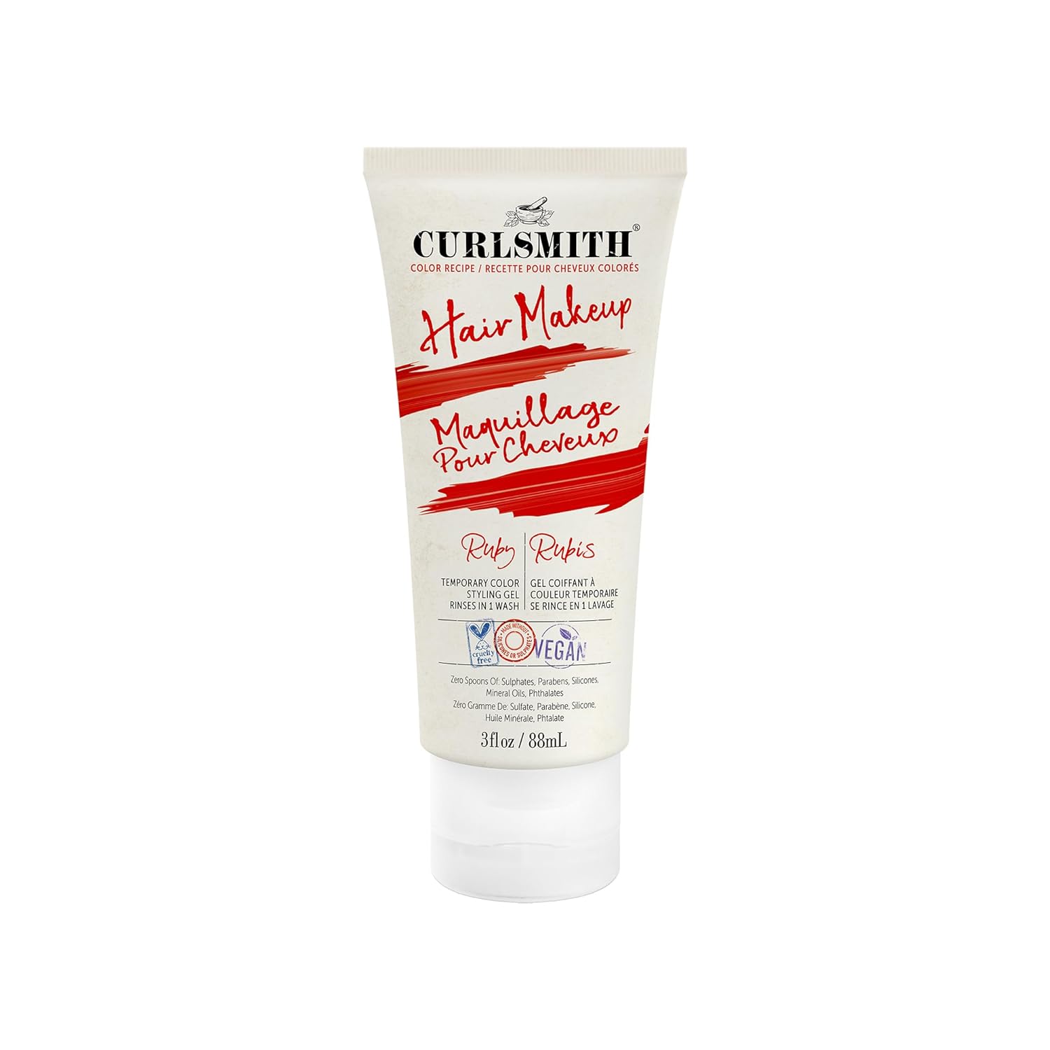 CURLSMITH – Hair Makeup – Vegan Temporary Hair Color and Styling Gel (Ruby, 3 fl.oz) CURLSMITH – Hair Makeup – Vegan Temporary Hair Color and Styling Gel (Ruby, 3 fl.oz)