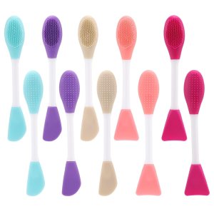 10 Pcs Silicone Face Mask Applicator, 2 in 1 Double-Sided Facial Lip Scrub Brush Tool, Double-Head Face Scrubber for Deep Gentle Exfoliating