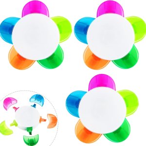 Petals Highlighters, Flower Shape Watercolor Highlighter Pens, 5-In-1 Fluorescent Pens for School Office Stationery Supplies, 5 Assorted Colors (3 Pieces)
