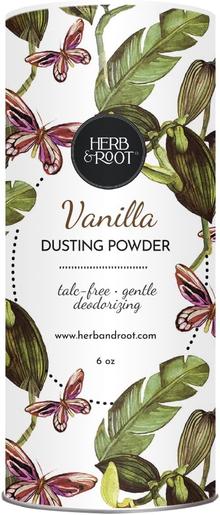 Vanilla Talc Free Dusting Powders made with Arrowroot, soothing oats, zinc, and magnesium. Free of Baking Soda. for chafing, deodorizing, sweating Vanilla Talc Free Dusting Powders made with Arrowroot, soothing oats, zinc, and magnesium. Free of Baking Soda. for chafing, deodorizing, sweating