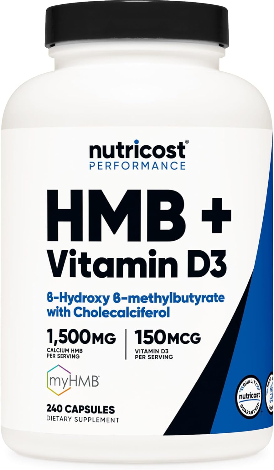 Nutricost HMB (1500mg) and Vitamin D3 (6000 IU) Supplement – 240 Capsules, 80 Servings – Gluten Free and Non-GMO Nutricost HMB (1500mg) and Vitamin D3 (6000 IU) Supplement – 240 Capsules, 80 Servings – Gluten Free and Non-GMO