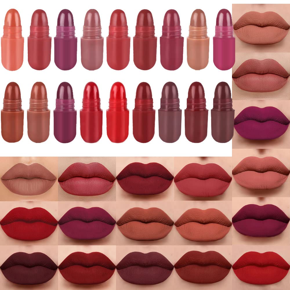 evpct 18Pcs Mini Pills Lipstick Capsule Set for Women Waterproof Long Lasting Deep Red Matte Small Magic Permanent Lipstick 24 Hour Lipstick Bulk Samples Sampler labiales mate 24 horas originales 01 evpct 18Pcs Mini Pills Lipstick Capsule Set for Women Waterproof Long Lasting Deep Red Matte Small Magic Permanent Lipstick 24 Hour Lipstick Bulk Samples Sampler labiales mate 24 horas originales 01