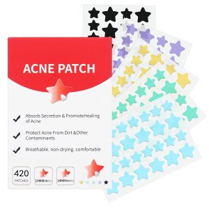 Pimple Patches for Face, Cute Star Zit Covers, Stars Hydrocolloid Acne Patch, Colorful Stickers with Tea Tree, Salicylic Acid & Cica Oil (10mm&12mm) 420 Count