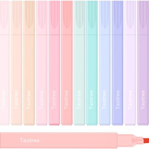 Aesthetic Cute Highlighters Assorted Colors, 12Pcs Bible Highlighters and Pens No Bleed, Chisel Tip Pastel Highlighter Pens for Journaling College School Supplies Preppy Stuff Office Desk Accessories