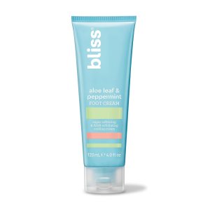 Bliss – Aloe Leaf & Peppermint Foot Cream | Super Softening AHA Exfoliating Cooling Cream | Exfoliator & Moisturizer | Vegan | Cruelty Free | Paraben Free | 4.0 fl. oz.