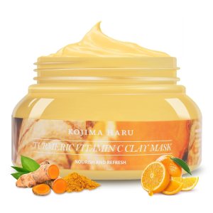 Turmeric Kojic Acid Clay Mask, Vitamin C Kaolin Face Mask for Dullness, Blackhead, Pore, Excess Keratin, Excess Sebum/Oil, Dead Skin Cells, Exfoliating- 7.06 OZ/ 200 G