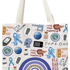 Blue Ribbon T1D Warrior Gift Type 1 Diabetes Awareness Month Gift Diabetic Supply Bag Diabetic Medical Tote Bag