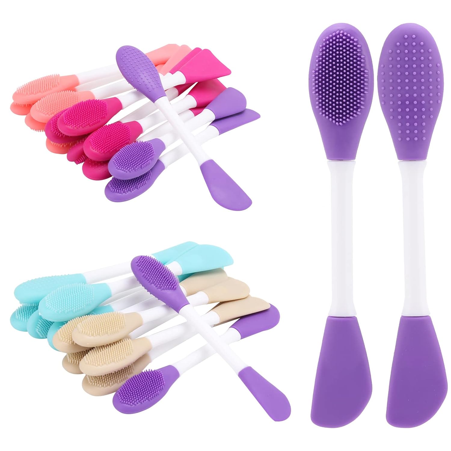 25 Pcs Silicone Face Mask Applicator, 2 in 1 Double-Sided Facial Scrubber Brush Tool, Double-Head Manual Cleansing Brush for Deep Gentle Exfoliating 25 Pcs Silicone Face Mask Applicator, 2 in 1 Double-Sided Facial Scrubber Brush Tool, Double-Head Manual Cleansing Brush for Deep Gentle Exfoliating