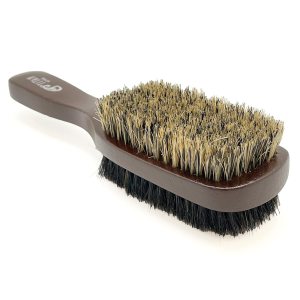 TITAN DOUBLE SIDED WAVE BRUSH 100% NATURAL BOAR BRISTLES FOR MEN – WOMEN SOFT AND FIRM BRISTLES FOR SMOOTHING WAVES, FADES OR SHORT CUTS WOODEN HANDLE BRUSH, WAVE BRUSH FOR MEN 1PC