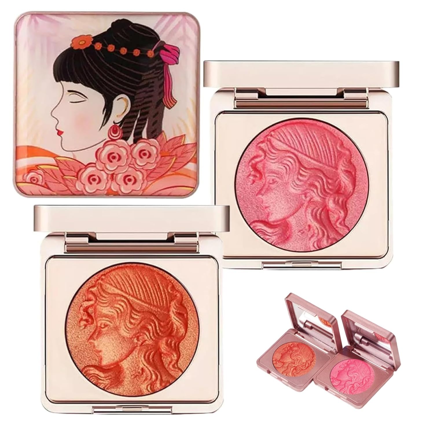 Embossed Smooth Powder Blush Palette For Cheeks, Matte Face Powder Blush Palette,Natural Nude Long Lasting Baked Texture Highly Pigmented Bright Contour Makeup for All Skins Embossed Smooth Powder Blush Palette For Cheeks, Matte Face Powder Blush Palette,Natural Nude Long Lasting Baked Texture Highly Pigmented Bright Contour Makeup for All Skins
