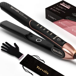 Terviiix Plancha De Cabello Professional 450°F, Non-Snagging Ceramic Flat Iron Hair Straightener 1 inch, 3X Less Damage Hair Iron Straightener and Curler, 15s Fast Heating, 5 Adjustable Heats
