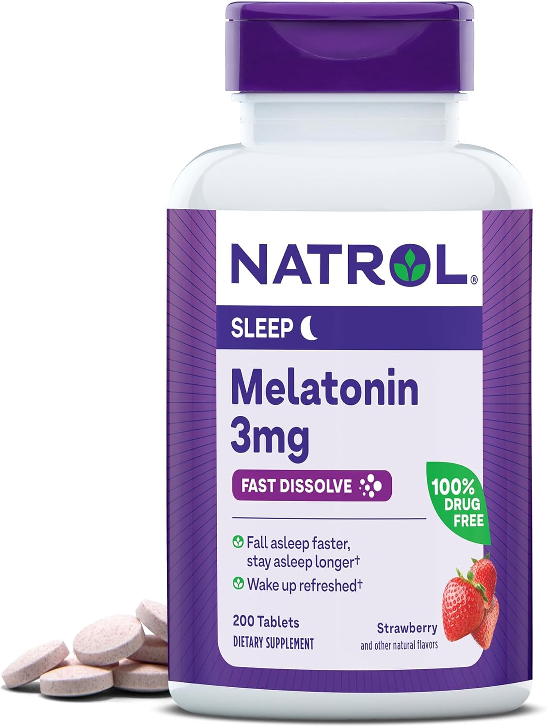 Natrol Melatonin 1mg, Strawberry-Flavored Dietary Supplement for Restful Sleep, 200 Fast-Dissolve Tablets, 200 Day Supply Natrol Melatonin 1mg, Strawberry-Flavored Dietary Supplement for Restful Sleep, 200 Fast-Dissolve Tablets, 200 Day Supply