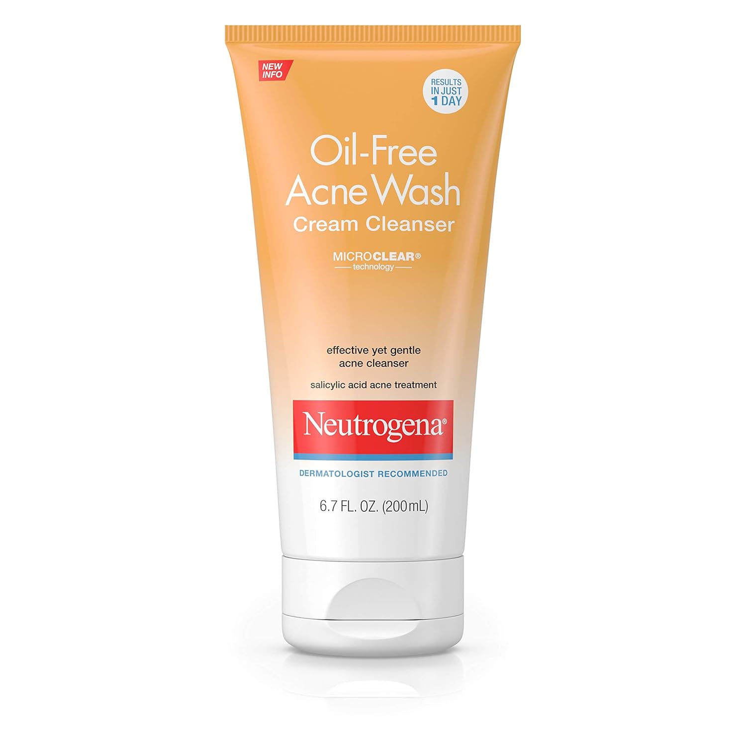 Neutrogena Oil-Free Acne Face Wash Cream Cleanser with Salicylic Acid, Non-Comedogenic Acne-Prone Skin Cleanser, 6.7 fl. oz Neutrogena Oil-Free Acne Face Wash Cream Cleanser with Salicylic Acid, Non-Comedogenic Acne-Prone Skin Cleanser, 6.7 fl. oz