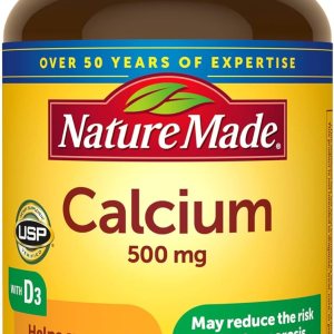 Nature Made Calcium 500 mg with Vitamin D3, Dietary Supplement for Bone Support, 130 Tablets