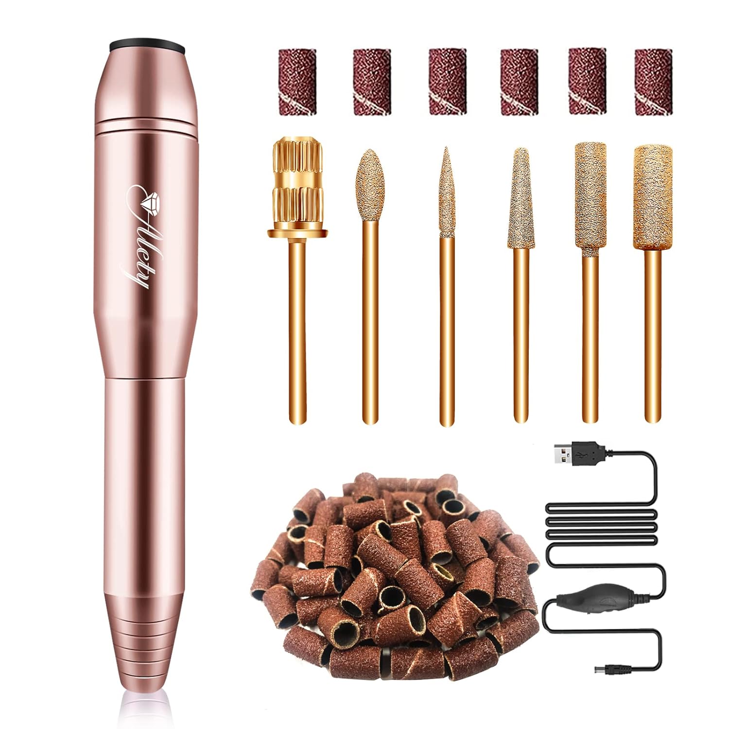 Electric Nail Drill Kit, Portable Electric Nail File for Acrylic Gel Nails, Professional Nail Drill Machine Efile Manicure Pedicure Tools with Gold Nail Drill Bits for Home Salon Use Electric Nail Drill Kit, Portable Electric Nail File for Acrylic Gel Nails, Professional Nail Drill Machine Efile Manicure Pedicure Tools with Gold Nail Drill Bits for Home Salon Use