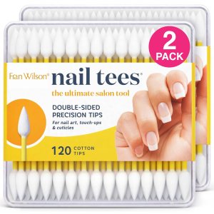 Fran Wilson NAIL TEES COTTON TIPS 120 Count (2 PACK) – The Ultimate Nail Tool, Multi-Purpose Double-sided Swabs with Pointed Ends for Precise Touch-ups and the Perfect At-Home Manicure & Pedicure
