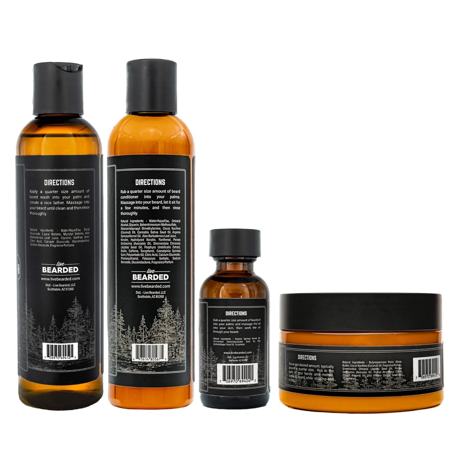 Live Bearded Complete Beard Grooming Kit, Made in the USA with All-Natural Ingredients – Beard Wash, Conditioner, Beard Butter & Beard Oil Kit – Mens Beard Grooming Set, in Scent 1880, Sweet Bourbon Live Bearded Complete Beard Grooming Kit, Made in the USA with All-Natural Ingredients – Beard Wash, Conditioner, Beard Butter & Beard Oil Kit – Mens Beard Grooming Set, in Scent 1880, Sweet Bourbon