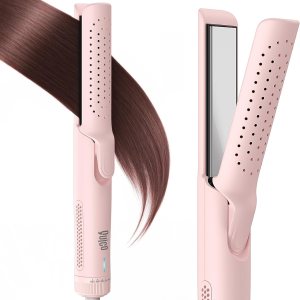Airflow Hair Straightener, Quico 360° Pro Airflow Professional Styler Curling Iron and Hair Straightener 2 in 1, Recovers Damaged Hair with 360° Ionic Cool Air, 5 Adjustable Temp, Dual Voltage, Pink