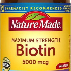 Nature Made Maximum Strength Biotin 5000 mcg, Dietary Supplement may help support Healthy Hair, Skin & Nails, 120 Softgels