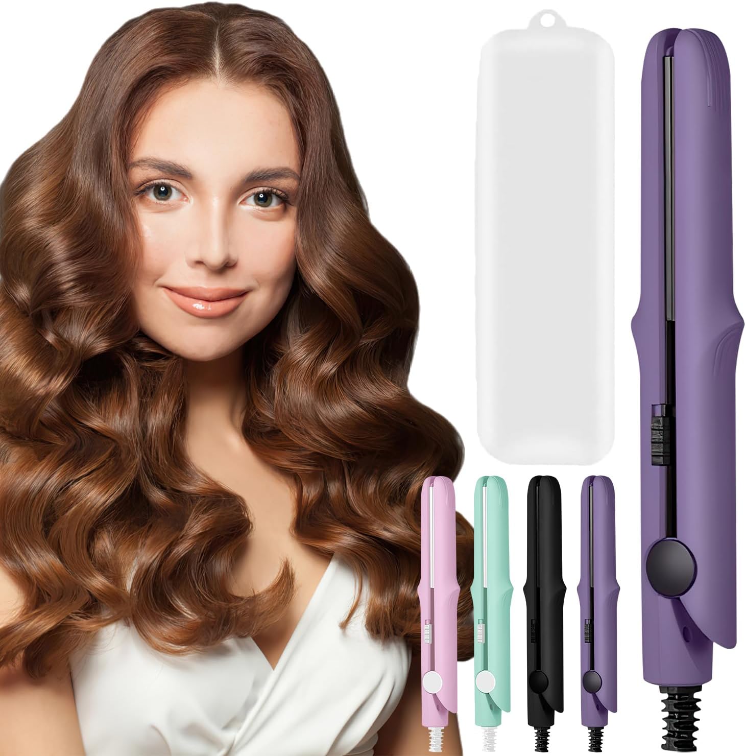 2-in-1 Mini Curling Wand Flat Iron Hair Straightener, Mini Dual Purpose Curling Flat Iron, Long-Lasting Portable Travel Curling Wand for Short Long Hair All Hair Types (Purple) 2-in-1 Mini Curling Wand Flat Iron Hair Straightener, Mini Dual Purpose Curling Flat Iron, Long-Lasting Portable Travel Curling Wand for Short Long Hair All Hair Types (Purple)