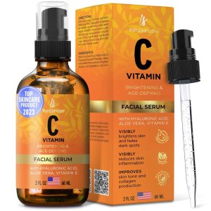 InstaSkincare Vitamin C Serum for Face and Eyes with Hyaluronic Acid and Vitamin E – Brightening Serum, Dark Spots, Eye Area, Wrinkles 2Oz