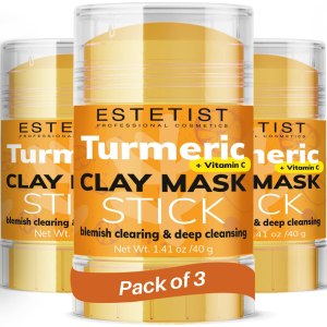 Turmeric Vitamin C Clay Face Mask Stick Set For Dark Spots Oil Control and Balance Facial Mask Deep Pore Cleanser Blackhead Remover Anti-Acne Treatment for All Skin Types Gift Pack of 3