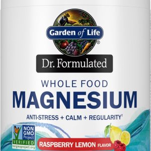 Garden of Life Whole Food Magnesium Powder, Raspberry Lemon – Vegan, Gluten & Sugar Free Supplement with Probiotics for Calm & Regularity