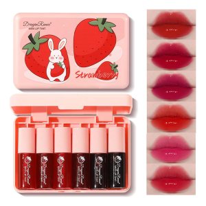 6 Colors Lip Tint Stain Mini Liquid Lipstick, Watery Lip Gloss Moisturizing Natural Velvet Lip Tint, Waterproof Longwear Liquid Blush & Lip Stain, Vivid Color Lip Tint Makeup