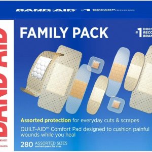 Band-Aid Brand Adhesive Bandages Family Variety Pack, Sheer & Clear Flexible Sterile Individually Wrapped Bandages for First Aid Wound Care for Minor Cuts & Scrapes, Assorted Sizes, 280 ct
