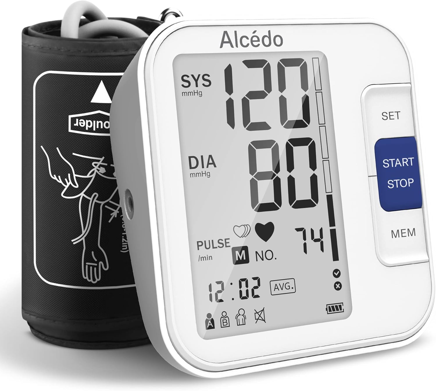 Alcedo Blood Pressure Monitor for Home Use, Automatic Digital BP Machine with Large Cuff for Upper Arm, LCD Screen, 2×120 Memory, Talking Function Alcedo Blood Pressure Monitor for Home Use, Automatic Digital BP Machine with Large Cuff for Upper Arm, LCD Screen, 2×120 Memory, Talking Function