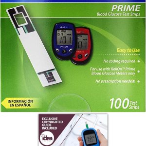 ReliOn Prime Blood Glucose Test Strips, 100 Ct Bundle with Exclusive “Look After Your Diabetes” – Better Idea Guide (2 Items)
