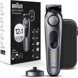 Braun All-in-One Style Kit Series 7 7440, 12-in-1 Trimmer for Men with Beard Trimmer, Body Trimmer for Manscaping, Hair Clippers & More, Braun’s Sharpest Blade, 40 Length Settings, Waterproof