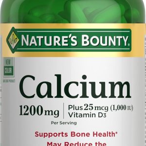 Nature’s Bounty Calcium Carbonate & Vitamin D, Supports Immune Health & Bone Health, 1200mg Calcium & 1000IU Vitamin D3, 120 Softgels