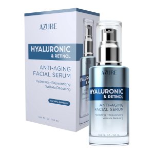 AZURE Hyaluronic & Retinol Anti Aging Facial Serum – Hydrating, Anti Aging & Rejuvenating | Reduces Wrinkles, Fine Lines & Creases | Evens & Restores Skin Tone | Made in Korea – 50mL