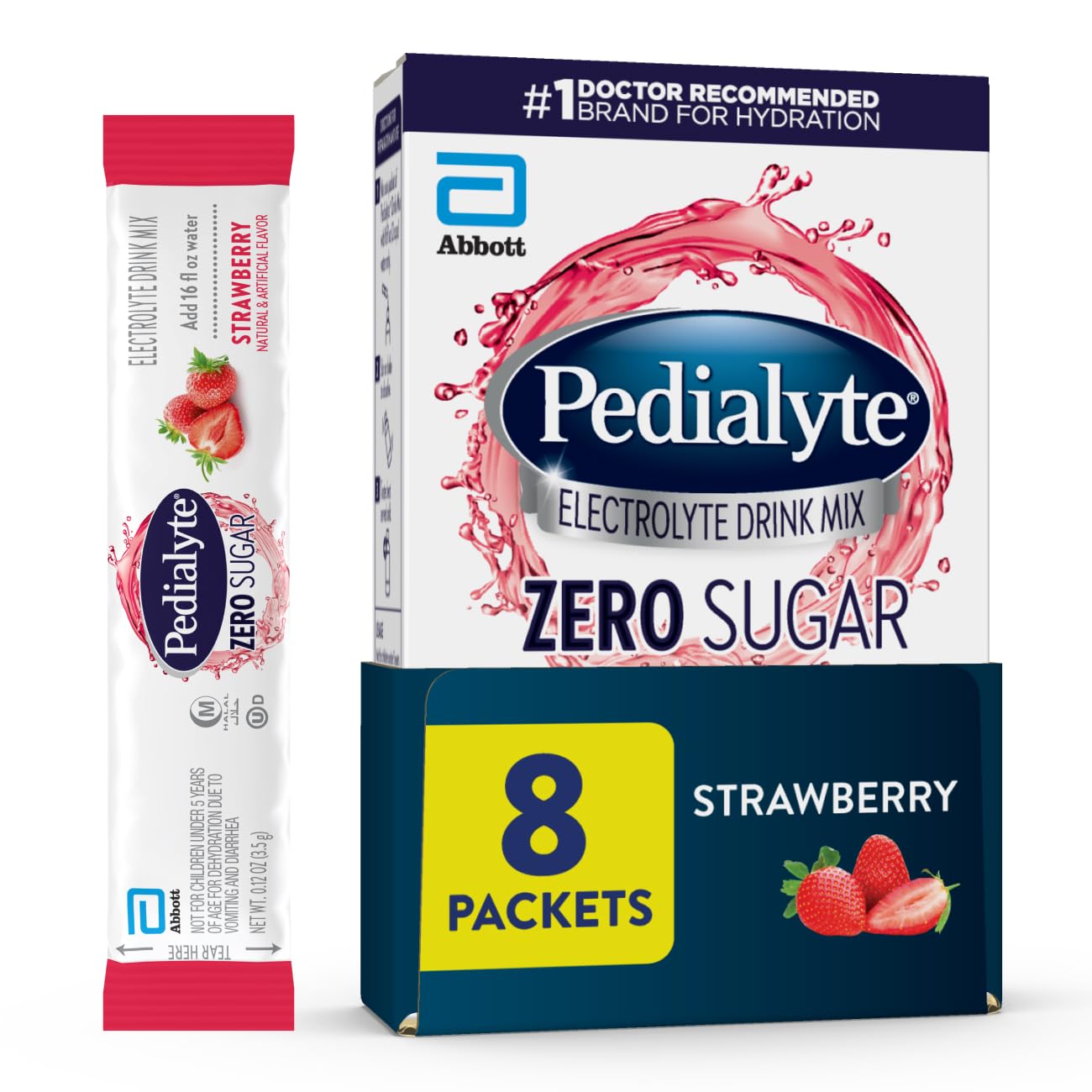 Pedialyte Electrolyte Drink Mix, Zero Sugar, Strawberry, 8 Single-Serving Powder Packets Pedialyte Electrolyte Drink Mix, Zero Sugar, Strawberry, 8 Single-Serving Powder Packets