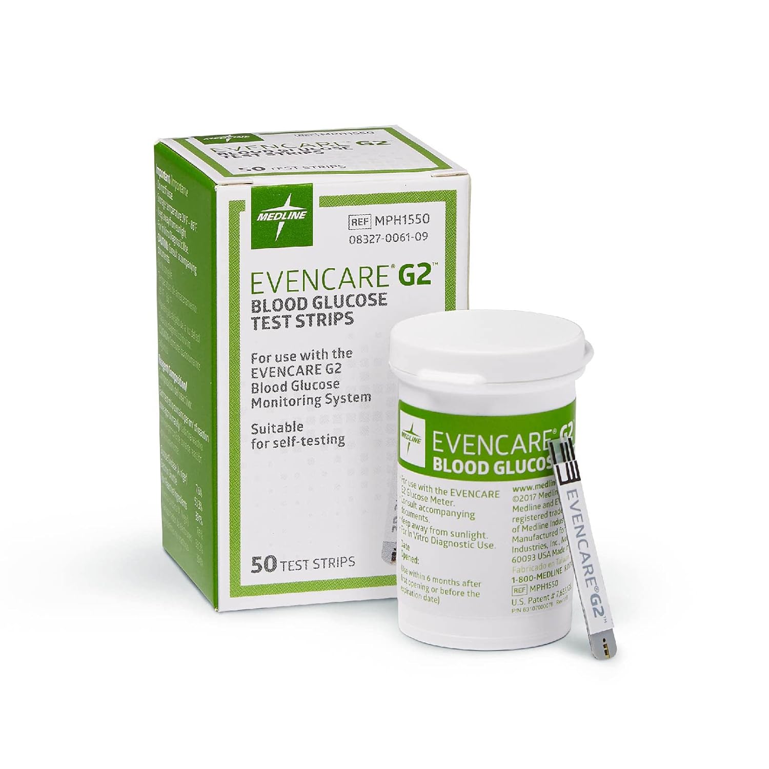 Medline EvenCare G2 Blood Glucose Test Strips, Self-testing with G2 Monitoring System, 6 Second Results, 50 Count System, 6 Second Results, 50 Count Medline EvenCare G2 Blood Glucose Test Strips, Self-testing with G2 Monitoring System, 6 Second Results, 50 Count System, 6 Second Results, 50 Count