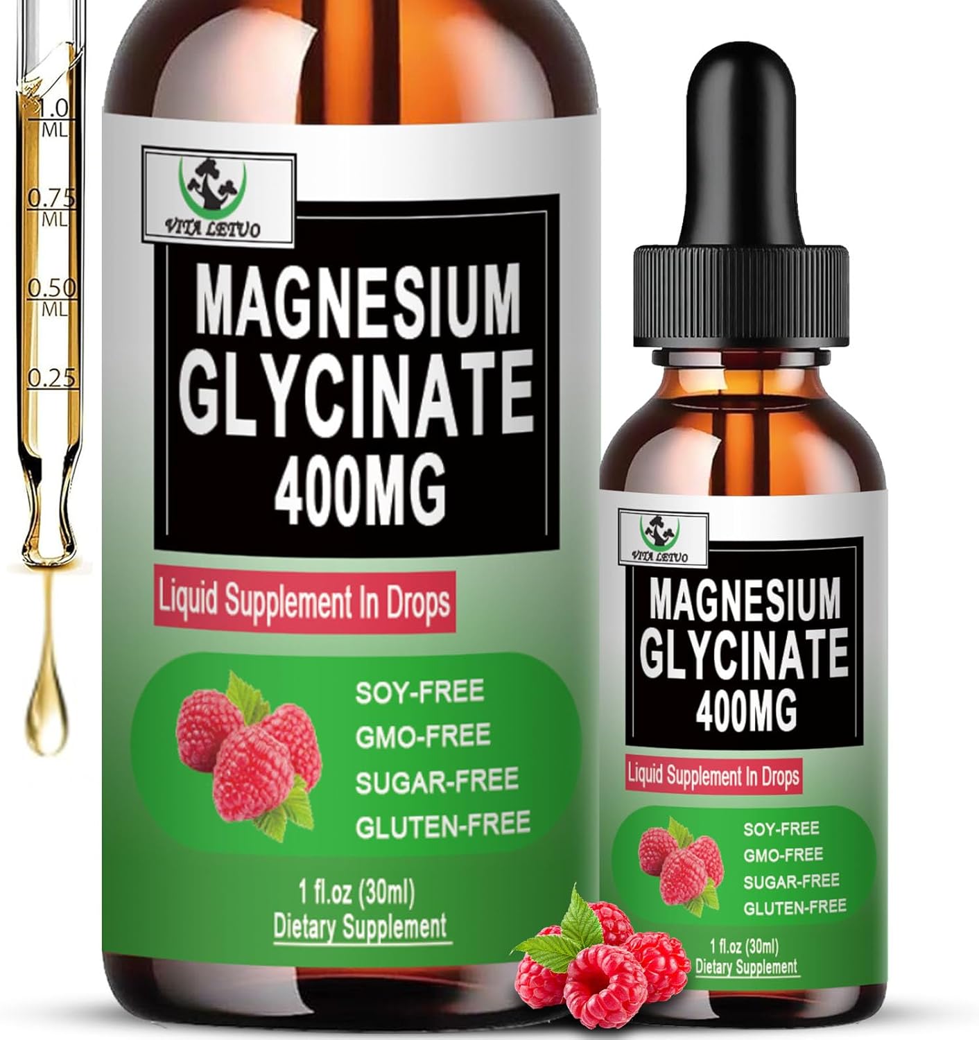 Magnesium Glycinate Liquid Drops, Pure Magnesium Glycinate 400mg for Bone, Sleep, Leg Cramps & Immune Support, 6X High Absorption Liquid Magnesium Supplement, Vegan, Non-GMO, Gluten-Free | 30 Servings Magnesium Glycinate Liquid Drops, Pure Magnesium Glycinate 400mg for Bone, Sleep, Leg Cramps & Immune Support, 6X High Absorption Liquid Magnesium Supplement, Vegan, Non-GMO, Gluten-Free | 30 Servings
