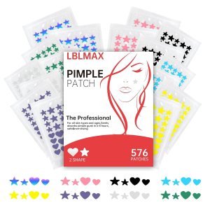 Acne Pimple Patches,576 Patches, Hydrocolloid Spot Dots,Cute Star and Heart shapes,Zit Patch,For Face Absorbing Cover Patch
