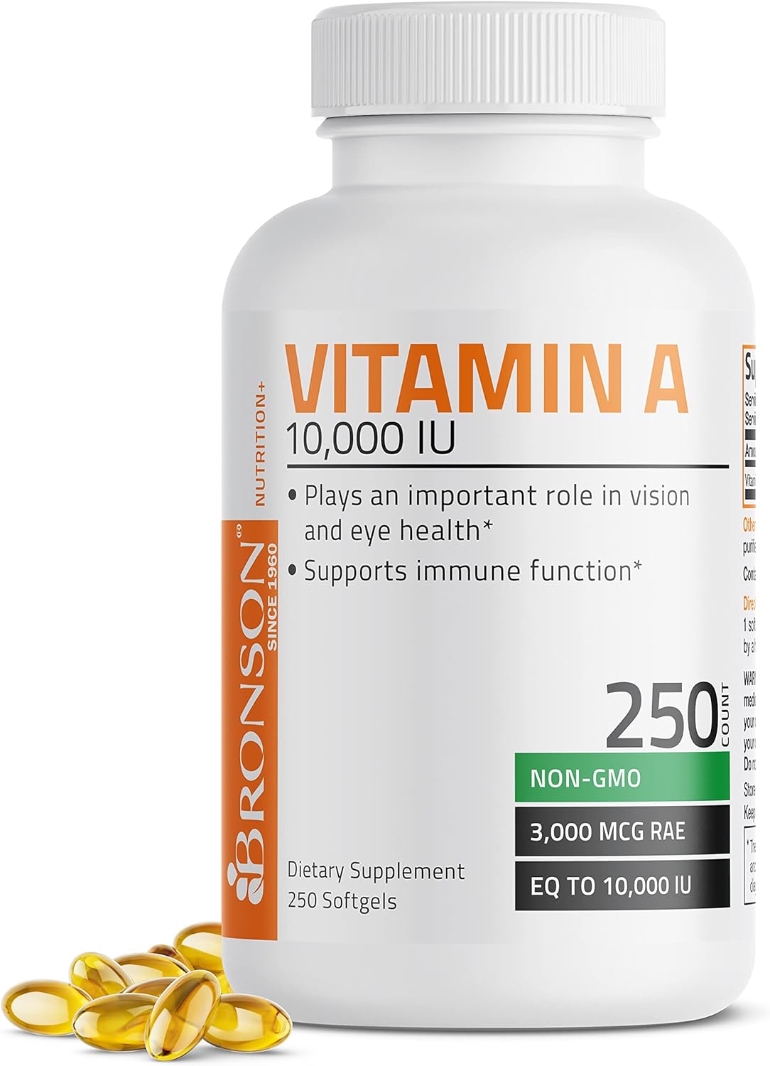 Bronson Vitamin A 10,000 IU Premium Non-GMO Formula Supports Healthy Vision & Immune System and Healthy Growth & Reproduction, 250 Softgels Bronson Vitamin A 10,000 IU Premium Non-GMO Formula Supports Healthy Vision & Immune System and Healthy Growth & Reproduction, 250 Softgels