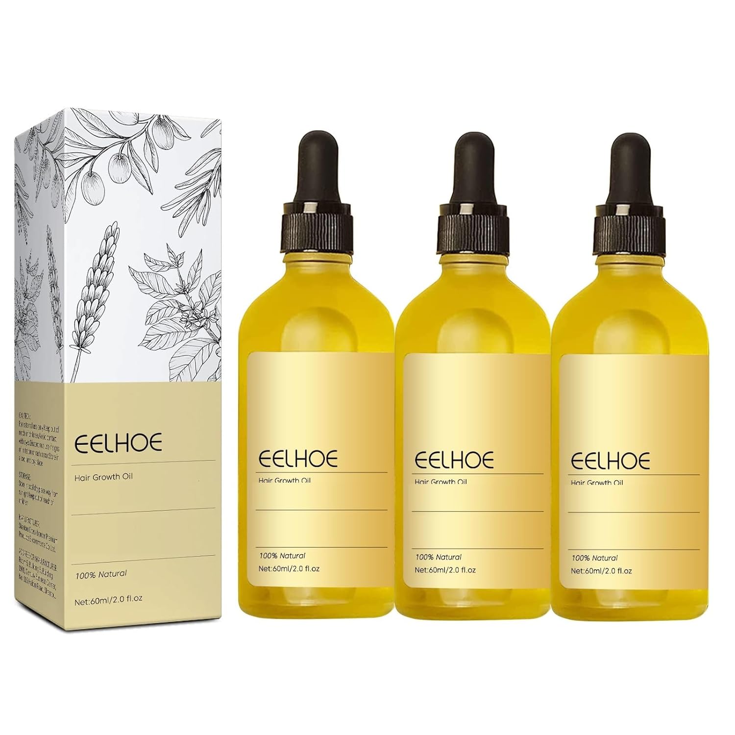 180 ML Eelhoe Veganic Natural Hair Growth Oil, Carvenchi Natural Hair Growth Oil, Hair Rosemary Oil for Dry Damaged Hair and Growth Thin Hair. (3 Pcs) 180 ML Eelhoe Veganic Natural Hair Growth Oil, Carvenchi Natural Hair Growth Oil, Hair Rosemary Oil for Dry Damaged Hair and Growth Thin Hair. (3 Pcs)