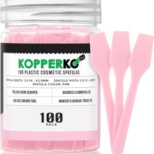 100 Pack 2.5 Inch Cosmetic Spatulas – Small Plastic Spatula for Cosmetics, Creams, & Crafts | Makeup Spatula or Multipurpose Mini Applicator for Mixing, Skincare, or Scraping Jars | Pink