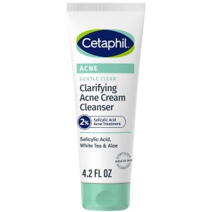 Cetaphil Acne Face Wash, Gentle Clear Clarifying Acne Cream Cleanser with 2% Salicylic Acid, Deep Cleans & Treats Acne Prone Skin, Skin Care for Sensitive Skin, 4.2oz (Packaging May Vary)