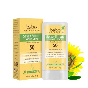 Babo Botanicals Super Shield SPF 50 Stick Sunscreen – 70% Organic Ingredients – Natural Zinc Oxide – for All Ages – NSF & Made Safe Certified – EWG Verified – Water Resistant – Fragrance-Free