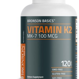 Bronson Vitamin K2 MK-7 100 MCG, K2 as MK7 Menaquinone, Bone Support Non-GMO, 120 Tablets