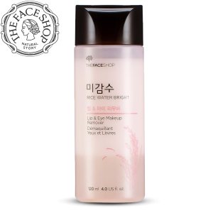 The Face Shop Oil-Free Liquid Eye Makeup Remover, Natural Rice Water Lipstick, Waterproof Mascara & Eyeliner Removal – 120 mL / 4 Oz, K-Beauty