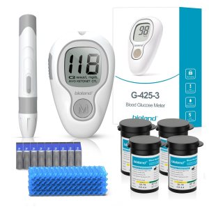 G-425-3 Blood Glucose Monitor Kit, 100 Test Strips, 100 Lancets, 1 Blood Sugar Monitor, 1 Lancing Device, Diabetes Testing Kit No Coding, Glucometer Large Display, Glucose Meter for Home Use