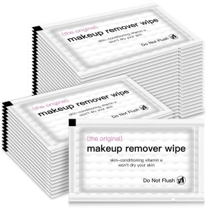 150 Pcs Makeup Remover Wipes Individually Wrapped Bulk for Waterproof Makeup Travel Size Makeup Wipes Single Face Wipes Cleansing Facial Cleansing Towelettes for Women Skin Mascara Lipstick Oil