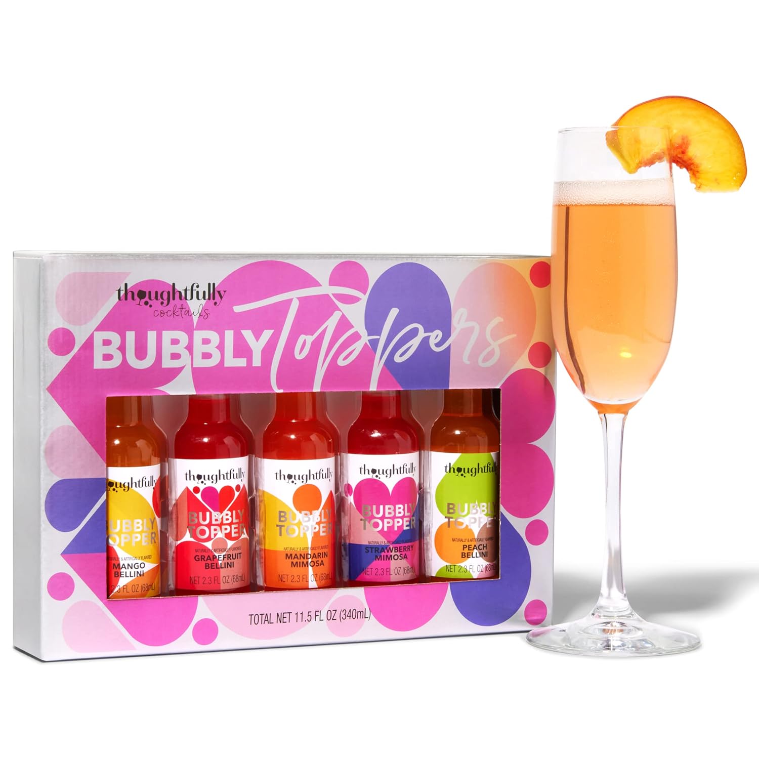 Thoughtfully Cocktails, Bubbly Toppers Gift Set, Add a Splash of Flavor to Champagne or Prosecco with 5 Unique Flavors, Set of 5 (Contains No Alcohol) Thoughtfully Cocktails, Bubbly Toppers Gift Set, Add a Splash of Flavor to Champagne or Prosecco with 5 Unique Flavors, Set of 5 (Contains No Alcohol)
