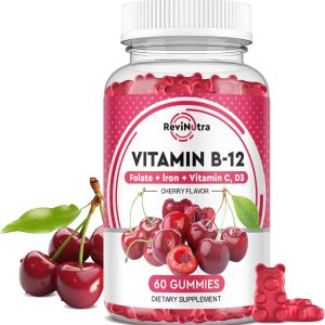 Vitamin B12 Gummies – 5000 mcg Methylcobalamin with Iron, Vitamin C, D3 & Folate, Energy Support and Metabolism, Immune, B-12 Complex Chewable Supplement for Men & Women, Vegan- 60 Count